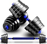 Taimonik ダンベル 可変式 10kg 20kg 30kg 40kg 2個セット バーベルにもなる ダンベル 無臭素材 静音 XSB (青, 15KG×2)