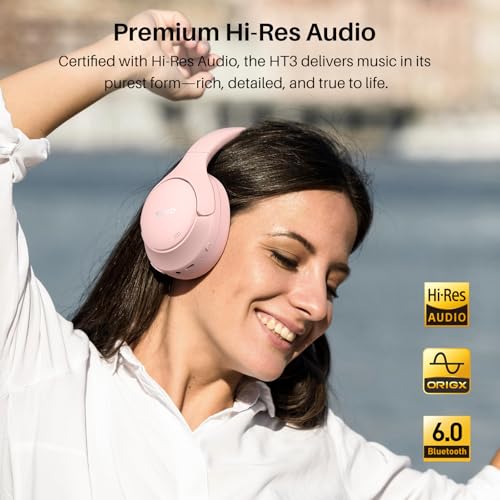Image of TOZO HT3 Hybrid Noise Cancelling Headphones, 90H Battery Life Wireless Over Ear Bluetooth 6.0 Foldable Headset, AI Voice Assistant with 5 Mics, Connect 2 Devices & Hi-Res Sound, 32 Audio EQ, with Case