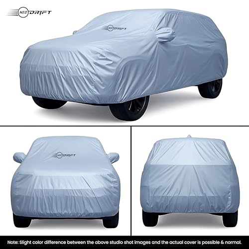 Image of NEODRIFT 'SilverTech' Car Cover for Volkswagen Vento (Precision-Fit & Breathable Fabric, 100% Water-Resistant, All Weather Protection and Tailored Fit) (Colour: Silver)