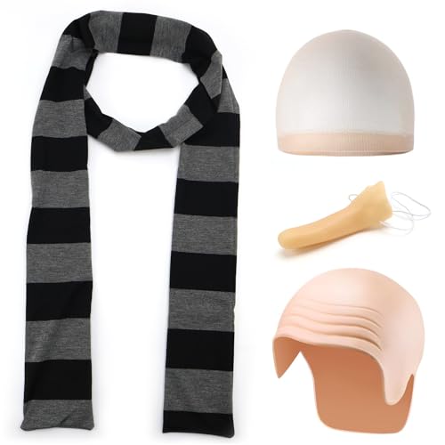 Jeinbuil Karneval kostüm Herren G ru Kahl Kostüm Kostümzubehör kahler kappe Schal lange Nase Herren Outfit Karneval Fasching Halloween Mottoparty Cosplay