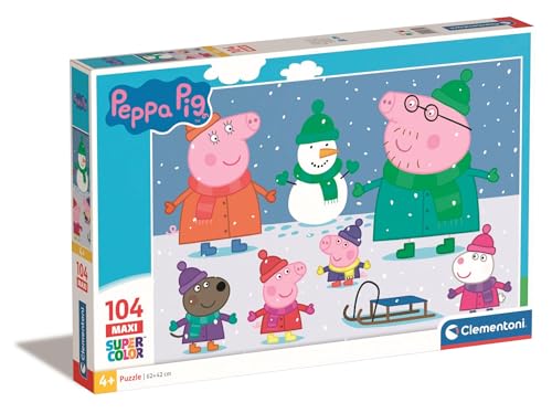 Clementoni 23752 Maxi Peppa Pig – Puzzle 104 Teile ab 4 Jahren, farbenfrohes Kinderpuzzle mit extra großen Puzzleteilen… – Ansicht 1