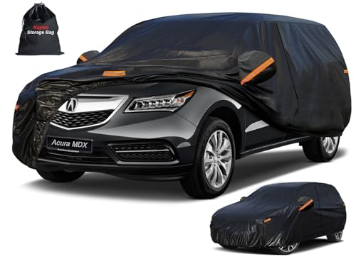 Image of Kayme 7 Layers SUV Car Cover Custom Fit for Acura MDX (2001-2025) Waterproof All Weather for Automobiles, Outdoor Full Cover Rain Sun UV Protection.Black