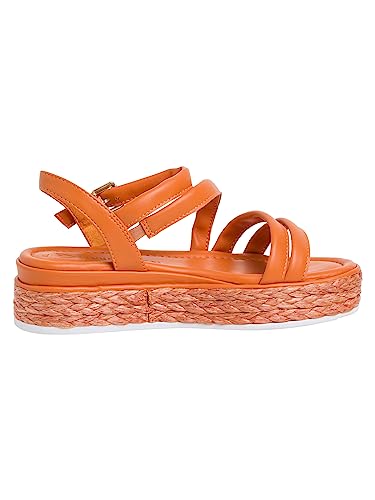 MARCO TOZZI Women's Wedge Sandal, Wedge Heel, Soft Feel Me Footbed, Ideal for Business and Leisure, orange, 7 UK - Image 2