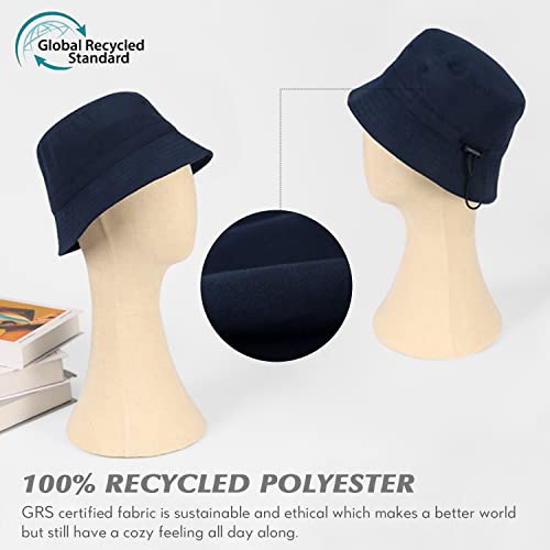 Kdwave Navy Blue Bucket Hats For Men Women Adjustable Lightweight Quick Dry Recycled Polyester Packable Uv Protection Outdoor Sun Hat #TOP4