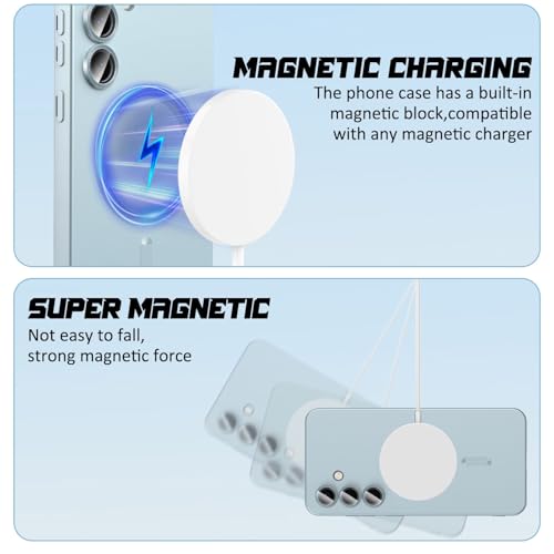 Image of DIZORO Samsung A35 Case, Compatible with Mag Safe Back Cover, Matte Luxury Metallic Luster Flexible TPU Wireless Charging Shockproof Case with Camera Protector (Sierra Blue)