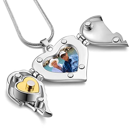 Cring Coco Womens Girls Locket A Piece Of My Heart Lives In Heaven Memorial Cremation Pendant Necklace #TOP1