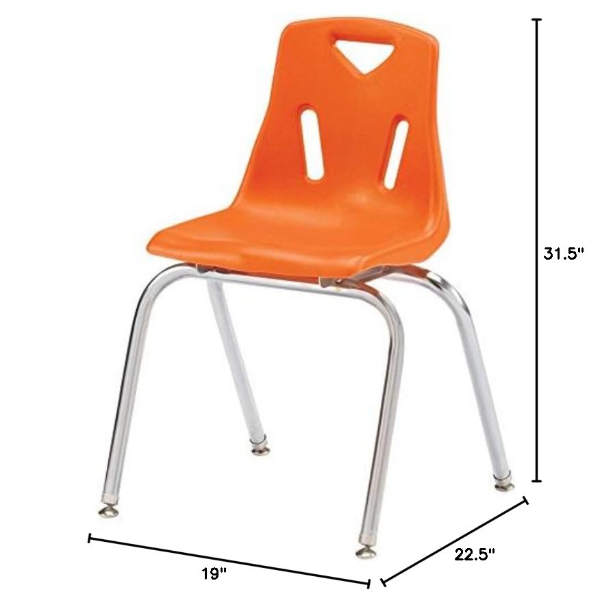 Image of Jonti-Craft 8148JC1114 Stacking Chair with Chrome-Plated Legs, 18 inch Height, Orange