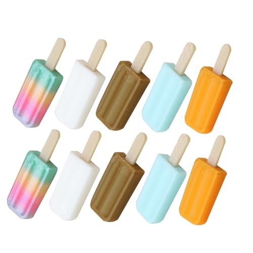 WESIEVYA 10個ミニチュアアイスクリーム模型 プレイフード 多彩な味わい カラフルでリアルなドールハウス用デザート装飾 用アイスクリームア