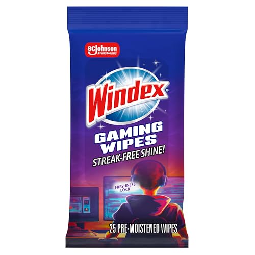 Windex Gaming Cleaning Wipes, Pre-Moistened Wipes to Instantly Clean all Gaming Gear and...