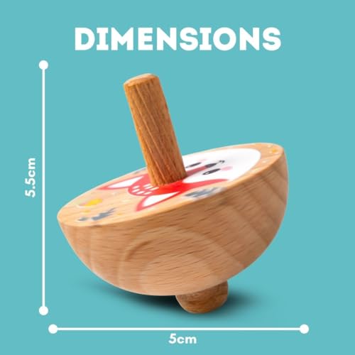 Image of Cots and Cuddles Wooden Spinning Tops for Kids Age 3+ | Handcrafted Montessori Toys | Safe & Non-Toxic | 3pc Classic Toy Set for Fine Motor Skills & Return Gifts (Random)