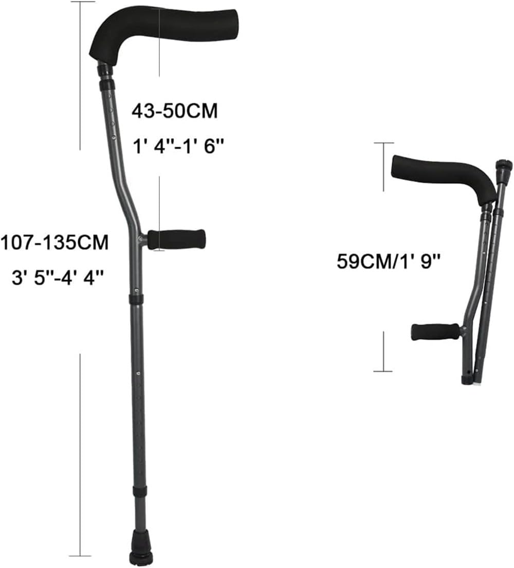 FLYUFO Muleta de antebrazo para Adultos, Muletas de Codo de Aluminio, Muletas Adulto Ligero Plegable, bastón de Aluminio para Caminar para Viajar o Trabajar para Caminar