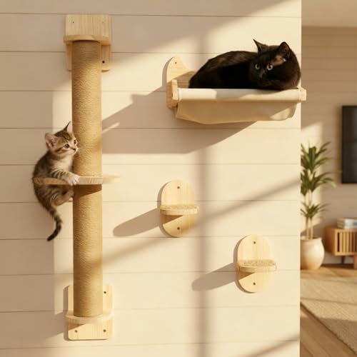 4-in-1 Cat Wall Shelves for Unique Furniture