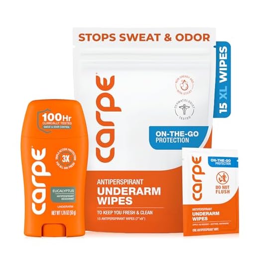 Carpe Antiperspirant Underarm and On-The-Go Wipes Package (1 Underarm Clinical Strength, 15 Individual Antiperspirant On-The-Go Wipes), Stop Excessive Sweat - Great for Hyperhidrosis