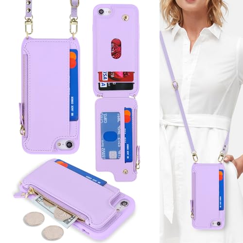 Coque violette iPhone 8 avec pochette zippée pour libérer vos mains en sortie