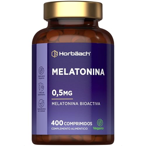 Melatonina Pura | +1 Año de Suministro - 400 Comprimidos Veganos | Melatonin Tablets | Horbaach