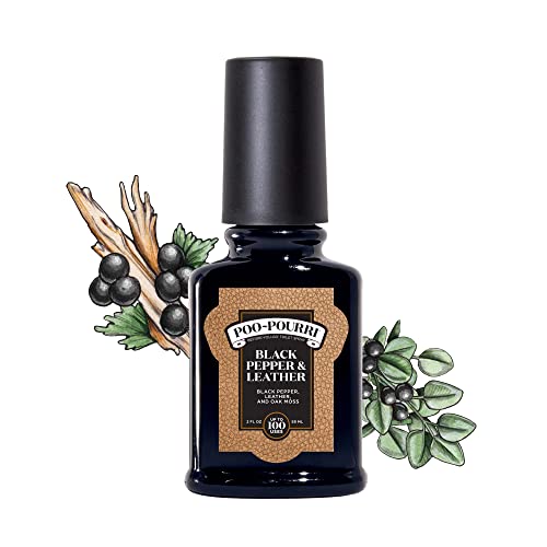 Image of Poo~Pourri Before-You-Go Toilet Spray, Black Pepper Leather, Black Pepper + Leather + Oak Moss scent, 2 Fl Oz