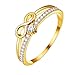 OIDEA Damen Unendlichkeitszeichen Ring mit Zirkonia: Vergoldet Infinity Gestapelt Tragbar Gold mit Stein Versprechenring Verlobungsring Hochzeit Geschenk f&uuml;r Frauen Gr&ouml;&szlig;e 52 (16.6)