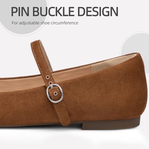 Image of Women's Mary Jane Shoes, Ballet Flats for Women, Square Toe Shoes for Women | Comfortable Dressy Adjustable Buckle Strap for Work Office business Casual, Memory Foam PU Sole Slip Resistant Wedding Party