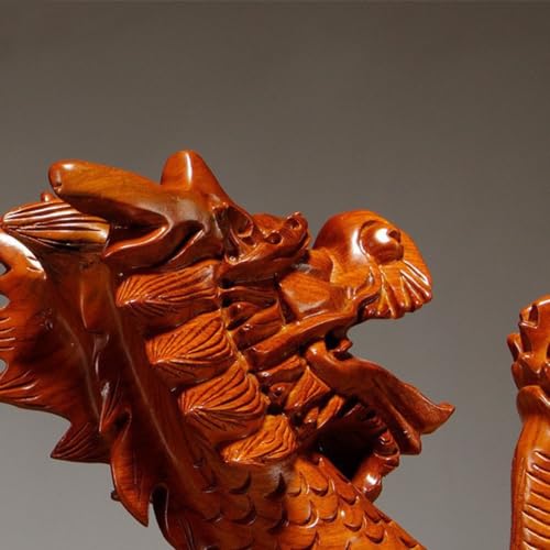 Estatua de Dragón Feng Shui de Madera 4 pulgadas miniatura 5
