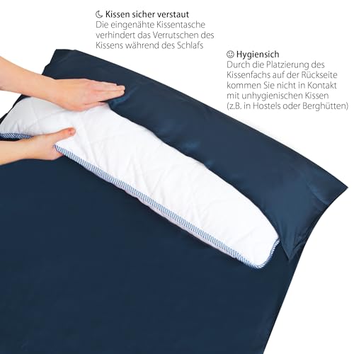 Outdoro Hüttenschlafsack - nur 230 g aus Mikrofaser - Ultra-Leichter Reise-Schlafsack - klein, dünn und kompakt - Inlett, Travel-Sheet