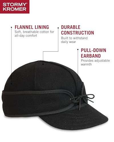 Image of Stormy Kromer The Original Cap, Wool Blend Hat, Warm Winter Outdoor Cap with Flannel Lining, Earflaps, for Men and Women