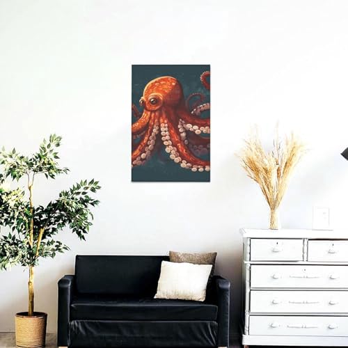 Poster mural à suspendre pieuvre pour chambre à coucher et salon - 2