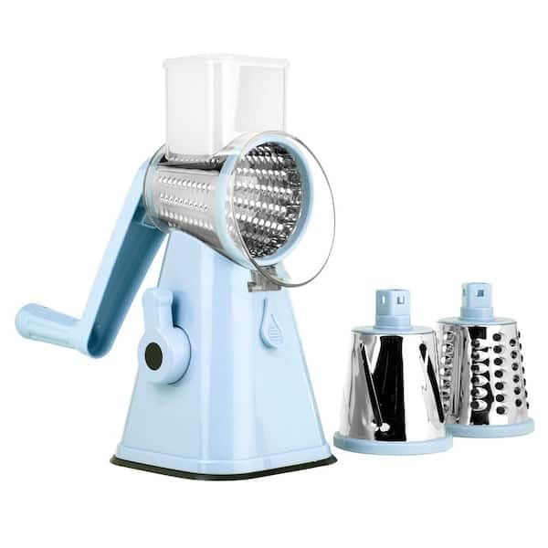 Mandolina giratoria 3 en 1 y rallador de cocina azul pastel miniatura 1