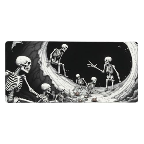 Grand tapis de souris gothique squelette blanc pour bureau de jeu PC