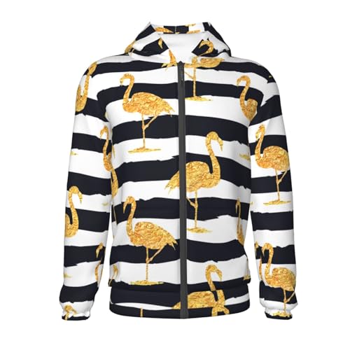 Gold Flamingo Kid Hoodies Boys Zip Up Sweatshirts Girls Pullover with Pocket2