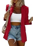 KIRUNDO Womens Blazer 2026 Spring Fall Business Casual Oversized Long Sleeve Button Open Front Suit Jackets Work Clothes(Red, X-Large)