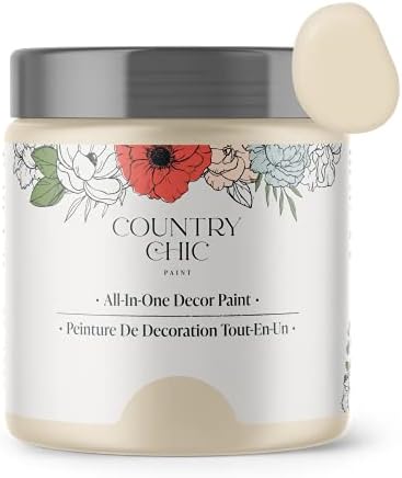 Country Chic All-in-One Chalk Paint for Furniture, Cabinets, Home Decor, Eco-Friendly, Matte Finish, Built-In Primer & Top Coat for Wood, Metal - Cheesecake (Off White) - Pint 16 oz (475 ml)