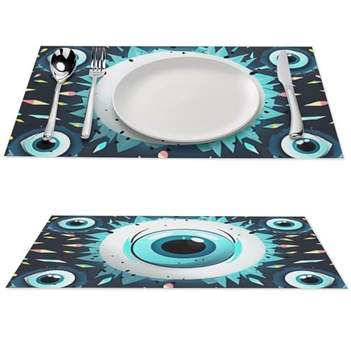 Sets de table mauvais yeux lavables et antidérapants pour cuisine - 2
