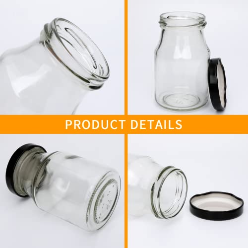 Qappda 6Oz Glass Bottles Set Of 36,Clear Glass Milk Bottle With Lid,Reusable 200Ml Juice Bottle Beverage Containers Bulk For Kombucha,Honey,Pudding #TOP2