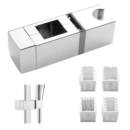 Support de Douche Réglable, Barre Coulissante Rectangulaire à Ajustement d’Angle 360° pour Tête de Douche, Compatible avec Toutes les Rails...