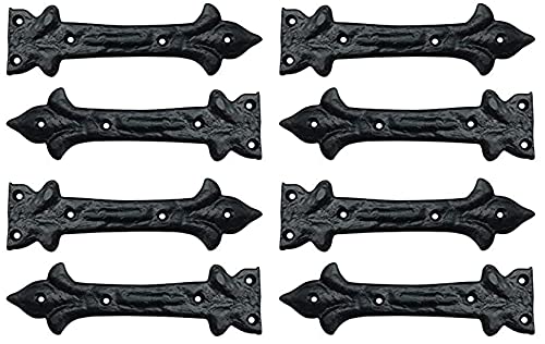 Image of Adonai Hardware Adonijah Aluminium Strap False or Faux or Dummy Hinge Front (6.5 inch x 8 Pack, Matte Black) for Barn Doors, Gates, Kitchen Cabinets, Wooden Box, Furniture, Cedar Chest, Trunks and Sheds