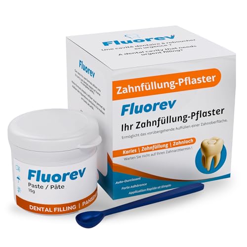 FLUOREV – Temporäres Zahnfüllmaterial – Provisorische Zahnreparatur (Karies, Füllungen) und sofortige Schmerzlinderung – Gebrauchsfertig, einfach anzuwenden – Mit Zinkoxid – 15 g