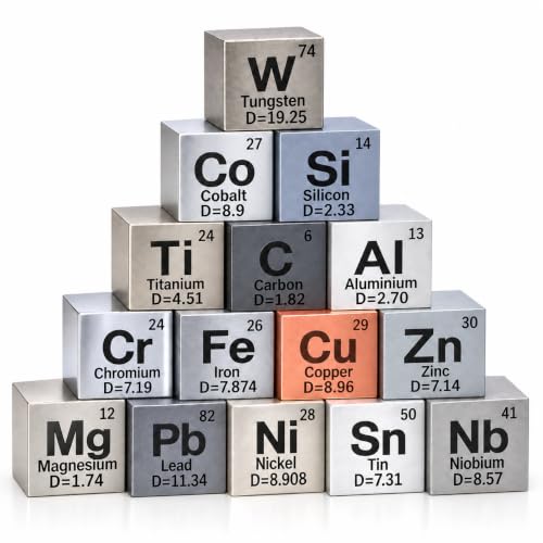 Image of 15 Piece Metal Cubes, Element Cube Set, Laser Engraved Density Set