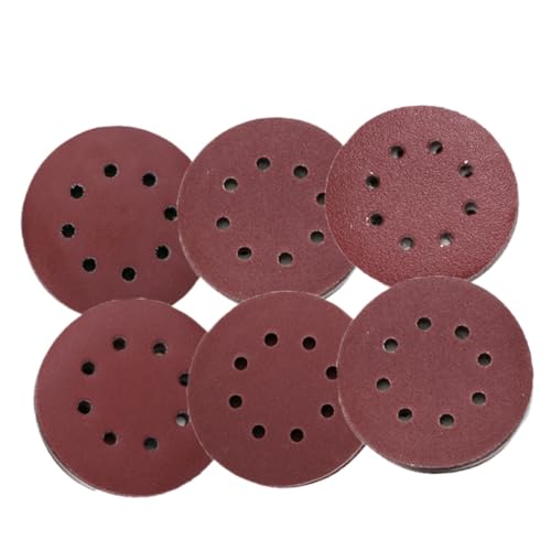 HEALLILY 60pcs 5-inch Grit Sanding Discs Set Grid Sandpaper 8 Holes 60/80/180/240/320 Grit Anti-Static Anti-Clogging for Sanding Polishing