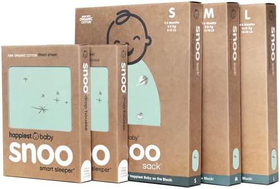 Happiest Baby The Big Bundle 100% Organic Cotton - Includes 3 SNOO Sacks and 2 SNOO Bassinet Fitted Sheets (Teal)