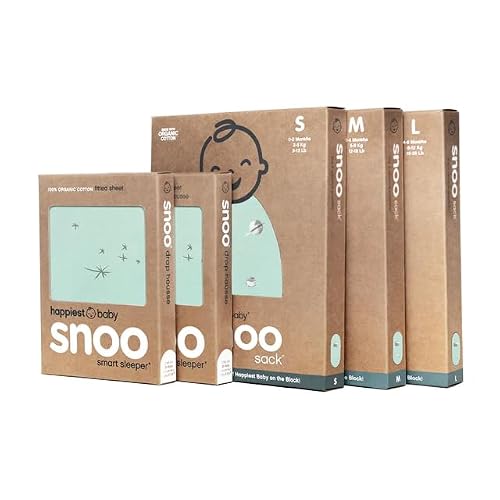Happiest Baby The Big Bundle 100% Organic Cotton - Includes 3 SNOO Sacks and 2 SNOO Bassinet Fitted Sheets (Teal)