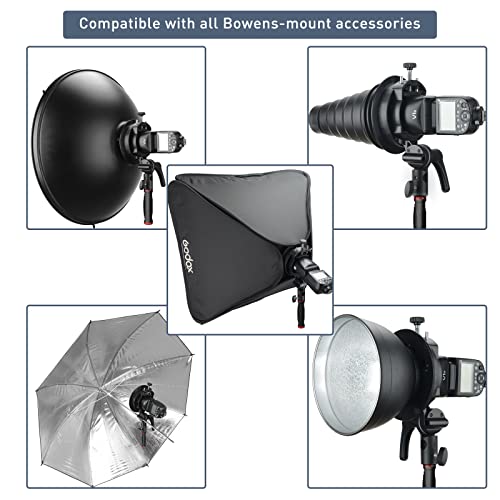 Godox S2 Speedlite Bracket with Handle for Godox AD100Pro II, AD200Pro ii, V1, V100 Round Head Speedlite, V860IIi / TT685 / TT600 Falsh, Bowens Mount Speedlite for Softbox Umbrella Snoot