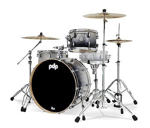 pacific drums amp percussion pdp concept maple 3-piece rock silverblack fade drum set shell pack pdcm24rksb