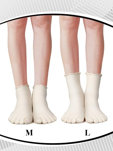 6 Pair Women Toe Socks Cotton Ruffle Five Toe Sock Running Socks with Toes Separated for Women Athletic3