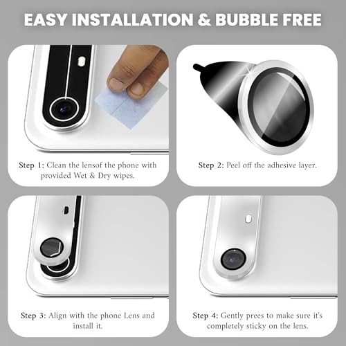 Image of ArmourPro Camera Lens Protector for Tecno Pova Slim Tough HD Individual Aluminum Alloy Rings 9H Camera Cover, Scratch-Resistant,Camera Lens Protection| Silver, 1 Pack