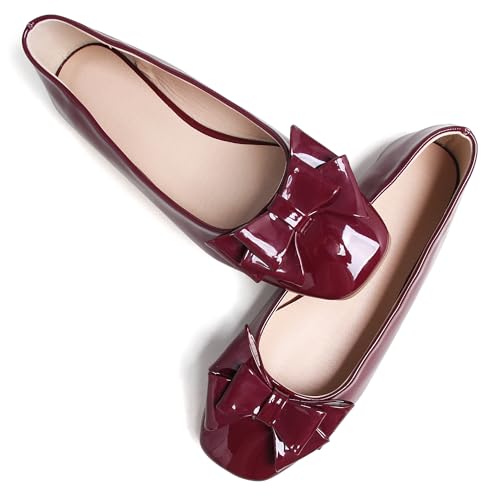 Image of Dear Time Women's Casual Foldable Ballet Flats Square Toe Ballerina Flats Shoes Comfortable