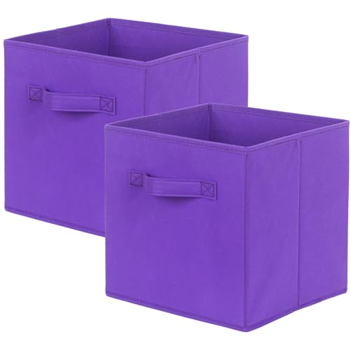powerking Boîtes de rangement pour placards et jouets, boîtes de rangement en tissu pliables et tiroirs de rangement en tissu, lot de 2 (Violet)