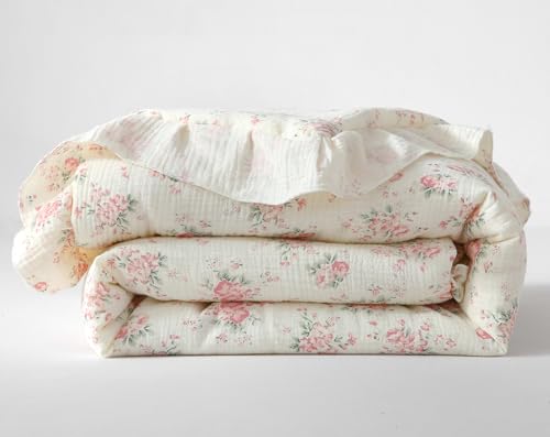 CLoucl 100% Cotton Muslin Crib Comforter/Quilt,Ultra Soft Cozy Reversible Baby Blanket,All Season Toddler Blankets for Boys and Girls, Machine Washable,41