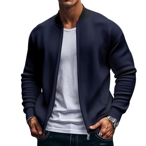 Bomber Jacket for Men Casual Trendy Lightweight Workout Windproof Jacket Zip Up Windbreaker Athletic Coat with Pockets2