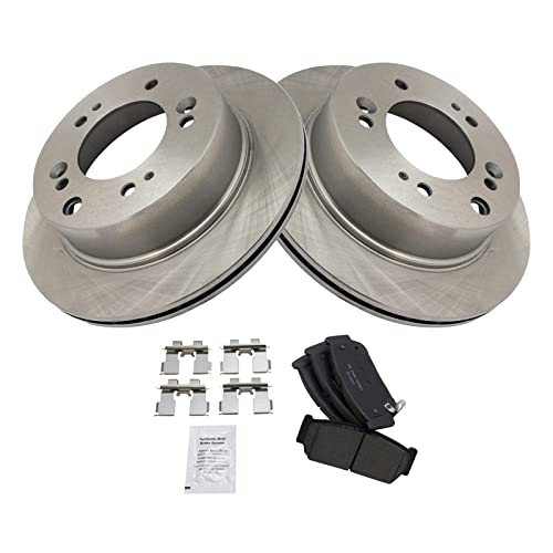 Image of TRQ Rear Brake Pad and Rotor Set Ceramic Vented Rotors