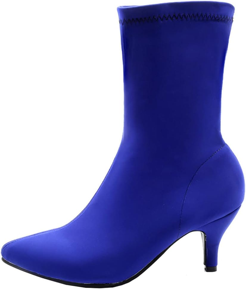 Meefit Women Pointy Kitten Heel Boots Stretch Sock Booties Low Heel Ankle Boots